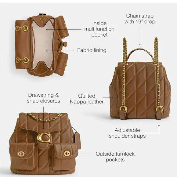 Coach Tan Tabby Quilted Leather Backpack - Picture 3 of 4